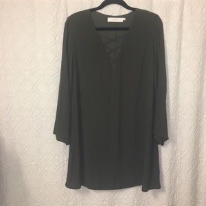 ASTR NWOT Olive Cross Front Shift Dress Small